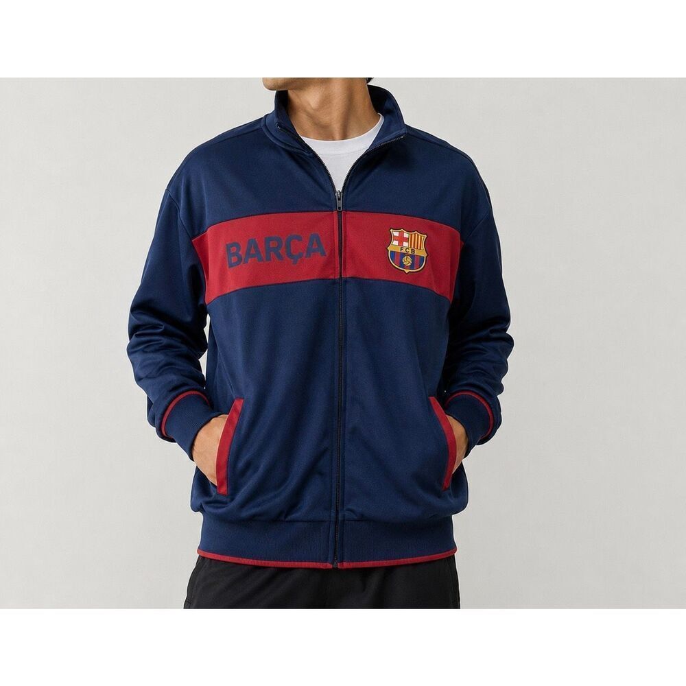 FC Barcelona Barça Full Zip Track Jacket XL Navy Red Soccer Football